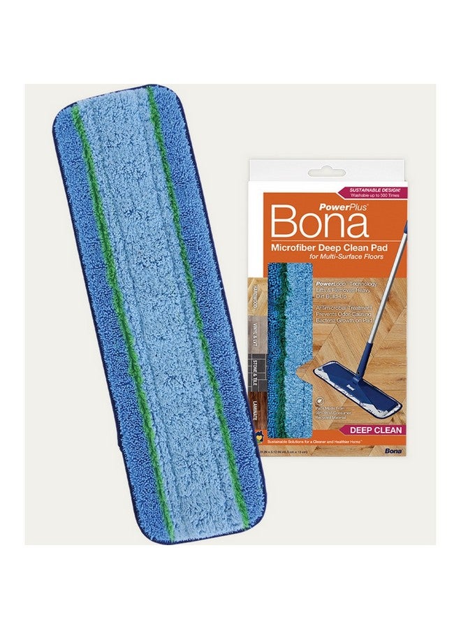 BONA PowerPlus Microfiber Deep Cleaning Mop Pad Blue and Green 25.15 x 13.46 x 2.54 cm AX0003495 - Image 1