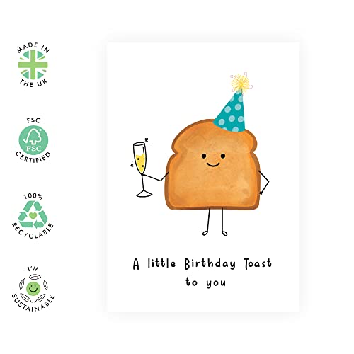 CENTRAL 23 Friend Birthday Card - Funny Birthday Cards for Women - 'A Little Birthday Toast' For Mum Dad Grandpa Nana - Him Her - Sister Birthday Card - Comes With Stickers - Image 2