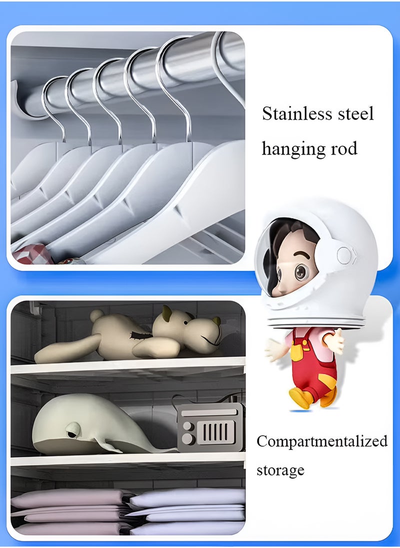 Toshionics Kids Wardrobe Closet Organizer with Hanging Rod and 3 Drawers Foldable Portable Baby Dresser Storage Cabinet Plastic Children Clothes Armoire Waterproof Toddler Closet Organizer with Cartoon Character Design for Home Nursery Bedroom Playroom  - Image 3