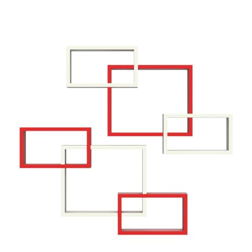 Onlineshoppee Intersecting MDF Set of 6 Wall Shelves (Red & White) - Image 4