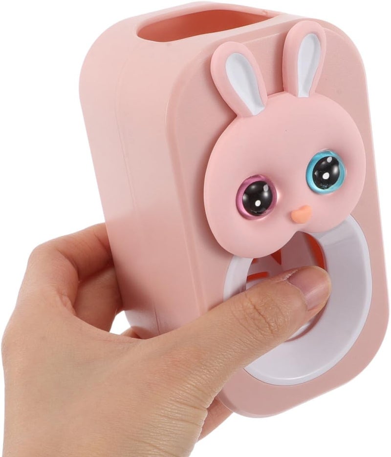 Healeved Kids Toothpaste Squeezer Wall-Mounted Pink Rabbit Toothpaste Dispenser Cute Cartoon Design Space-Saving Bathroom Organizer Multifunctional Tube Squeezer - Image 5
