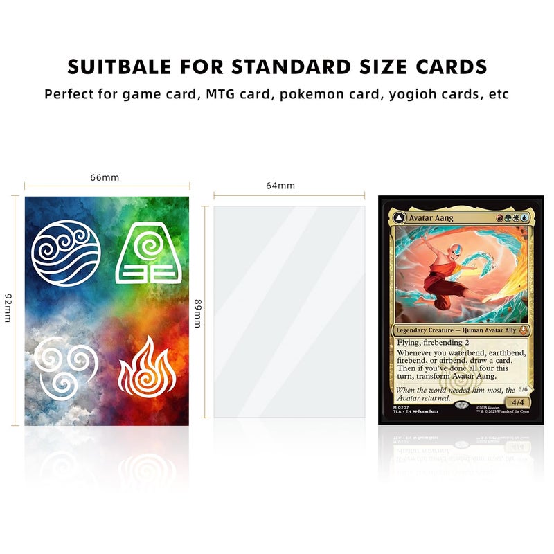 Katomula 100 MTG Card Sleeves with 100 Inner Sleeve, Textured Back Art Sleeves, Fit Standard Size Cards- Elements - Image 3