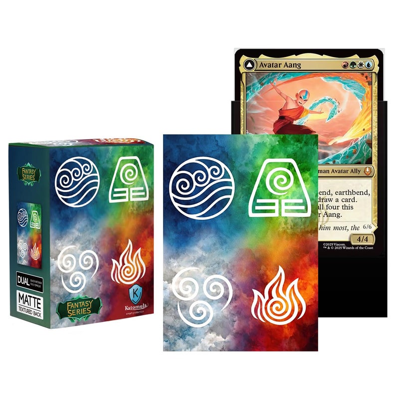 Katomula 100 MTG Card Sleeves with 100 Inner Sleeve, Textured Back Art Sleeves, Fit Standard Size Cards- Elements - Image 2