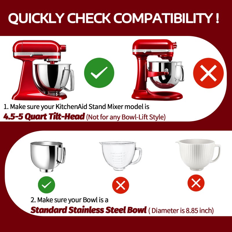 Taladad Pouring Shield for KitchenAid Tilt Head 4.5-5QT Stainless Steel (Only),Safety Pouring Shield,Splatter Guard for kitchenaid mixer bowl,Kitchen Aid Stand Mixers,kitchen aid Accessories and Attachments - Image 5