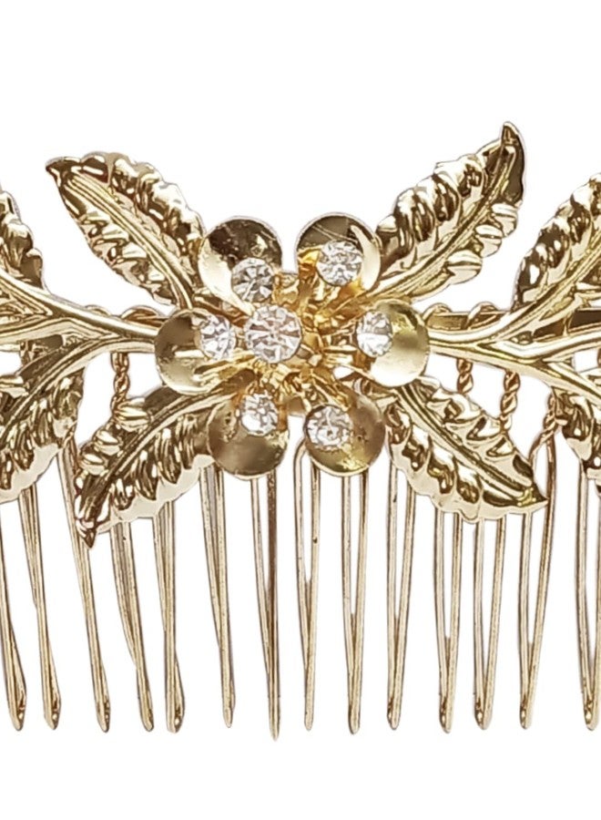 Fabula Jewellery GoldTone Floral Wedding Party Comb Pins For Women & Girls Stylish Latest - Image 3