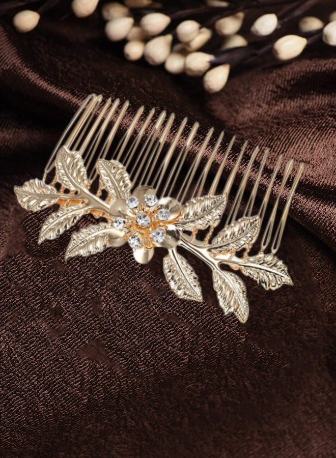 Fabula Jewellery GoldTone Floral Wedding Party Comb Pins For Women & Girls Stylish Latest - Image 4