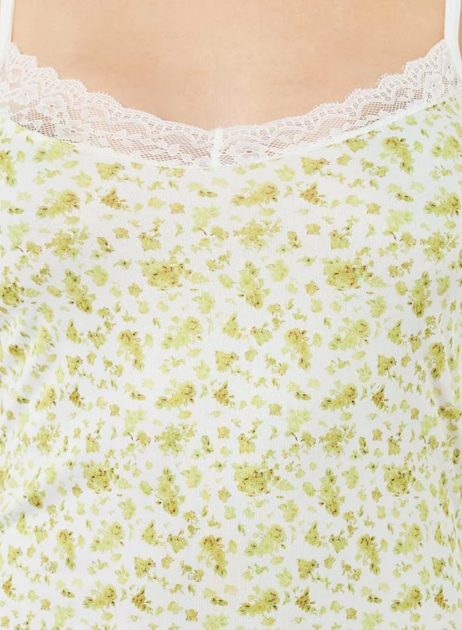 Styli Floral Print Fitted Slip with Side Slit
