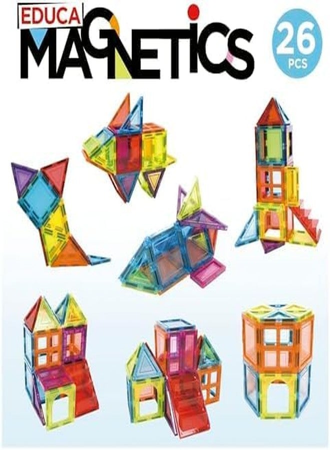 Sky Tech® Magnetic Tiles for Kids Magnetic Building Blocks for Kids 3 4 5 6 7 8 Yrs Constructing & Creative Learning Educational Brain Toys STEM Learning Kit Magnetic Toys (26 Pcs) - Image 3