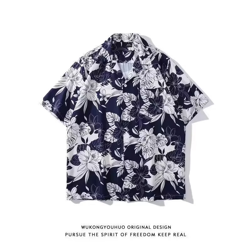 2025 Hong Kong Style Retro Floral Shirt Short-Sleeved Thai Hawaiian Style Design Sense Trendy Handsome Loose Shirt Fashionable For Men And Women - Image 2