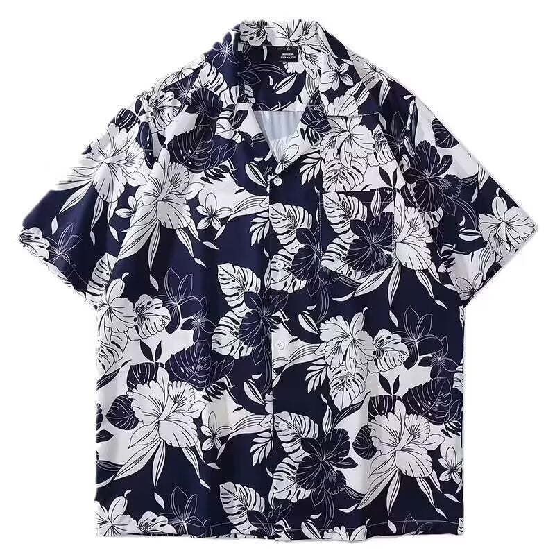 2025 Hong Kong Style Retro Floral Shirt Short-Sleeved Thai Hawaiian Style Design Sense Trendy Handsome Loose Shirt Fashionable For Men And Women - Image 4