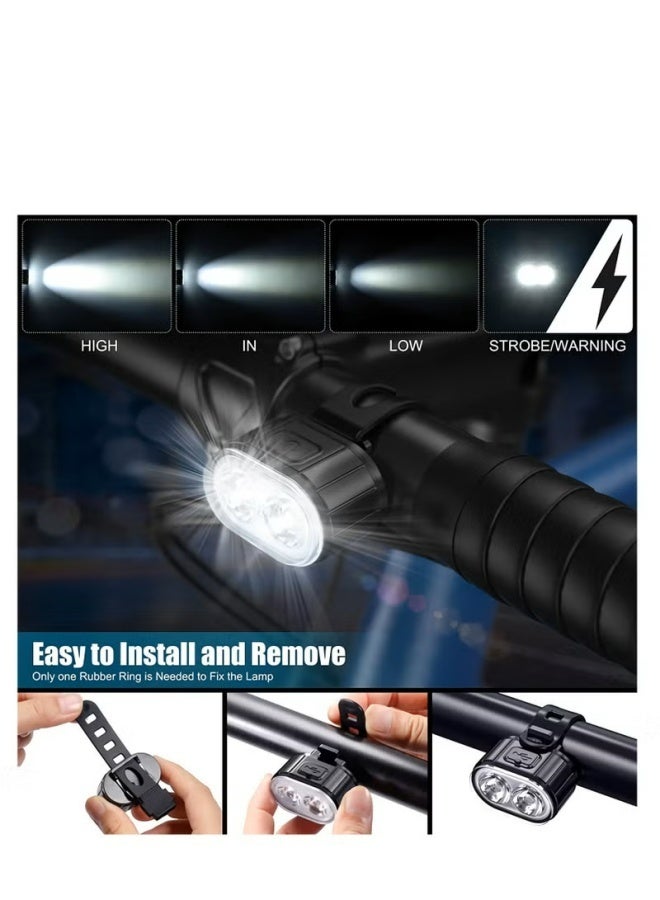 Bike Lights Set, USB Rechargeable, Ultra Bright LED Cycle Light Front and Back Rear Light, IPX5 Waterproof Bike Light Set for Night Riding/Camping, 10 Lighting Modes, Longer Battery Life - Image 5