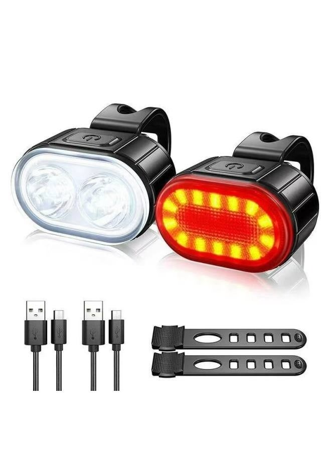Bike Lights Set, USB Rechargeable, Ultra Bright LED Cycle Light Front and Back Rear Light, IPX5 Waterproof Bike Light Set for Night Riding/Camping, 10 Lighting Modes, Longer Battery Life - Image 1