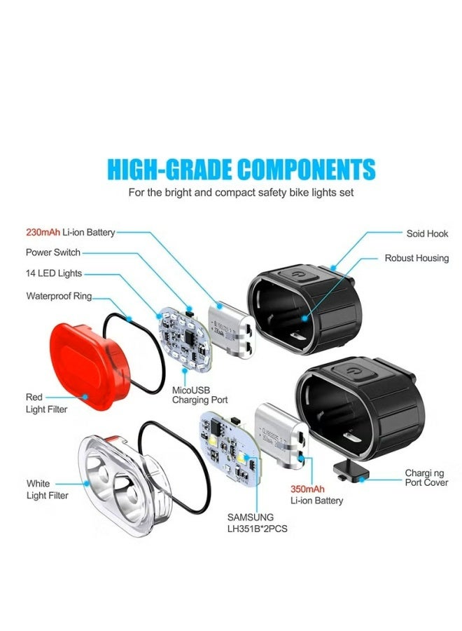 Bike Lights Set, USB Rechargeable, Ultra Bright LED Cycle Light Front and Back Rear Light, IPX5 Waterproof Bike Light Set for Night Riding/Camping, 10 Lighting Modes, Longer Battery Life - Image 3