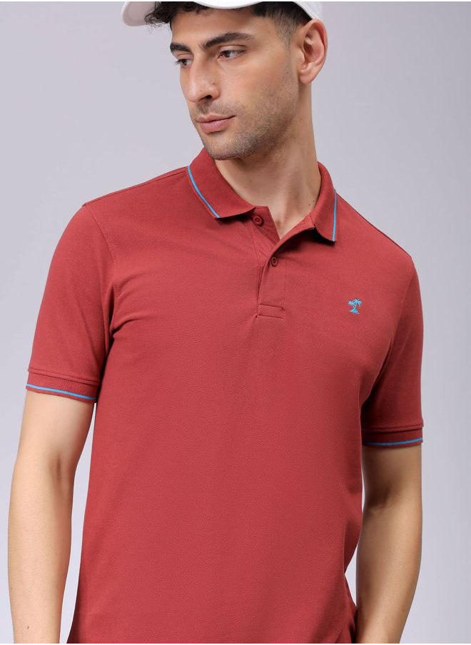 The Indian Garage Co Men Slim Fit Solid Polo Collar Tshirt  - Image 1