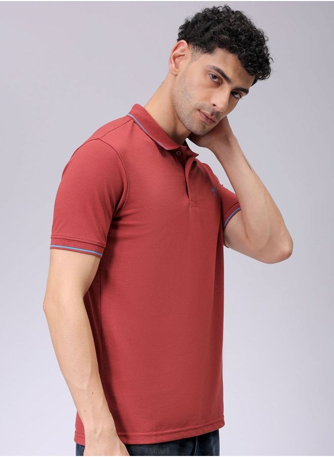 The Indian Garage Co Men Slim Fit Solid Polo Collar Tshirt  - Image 4