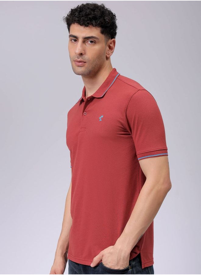 The Indian Garage Co Men Slim Fit Solid Polo Collar Tshirt  - Image 3