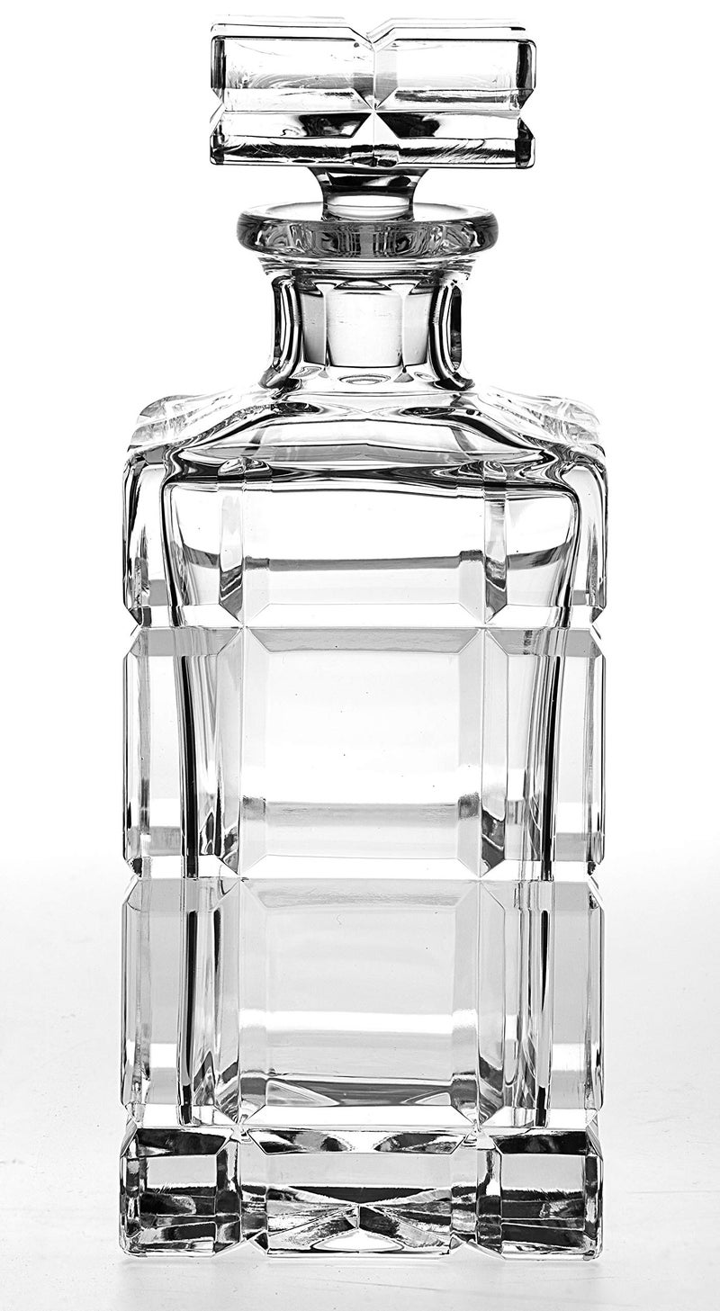 Barski Hand Cut Mouth Blown Crystal Whiskey Beautiful Square Decanter 25 oz Made in Europe