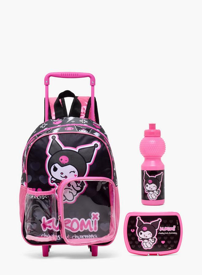shoexpress Kuromi Print 3-Piece School Trolley Bag Set For Girls 8-13 Years With Lunch Box - Image 1