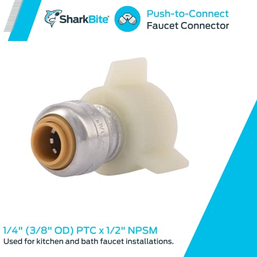 SharkBite 1/4 Inch (3/8 Inch OD) x 1/2 Inch NPSM Faucet Connector, Push to Connect Brass Plumbing Fitting, PEX Pipe, Copper, CPVC, PE-RT, HDPE, U3525LFA - Image 2