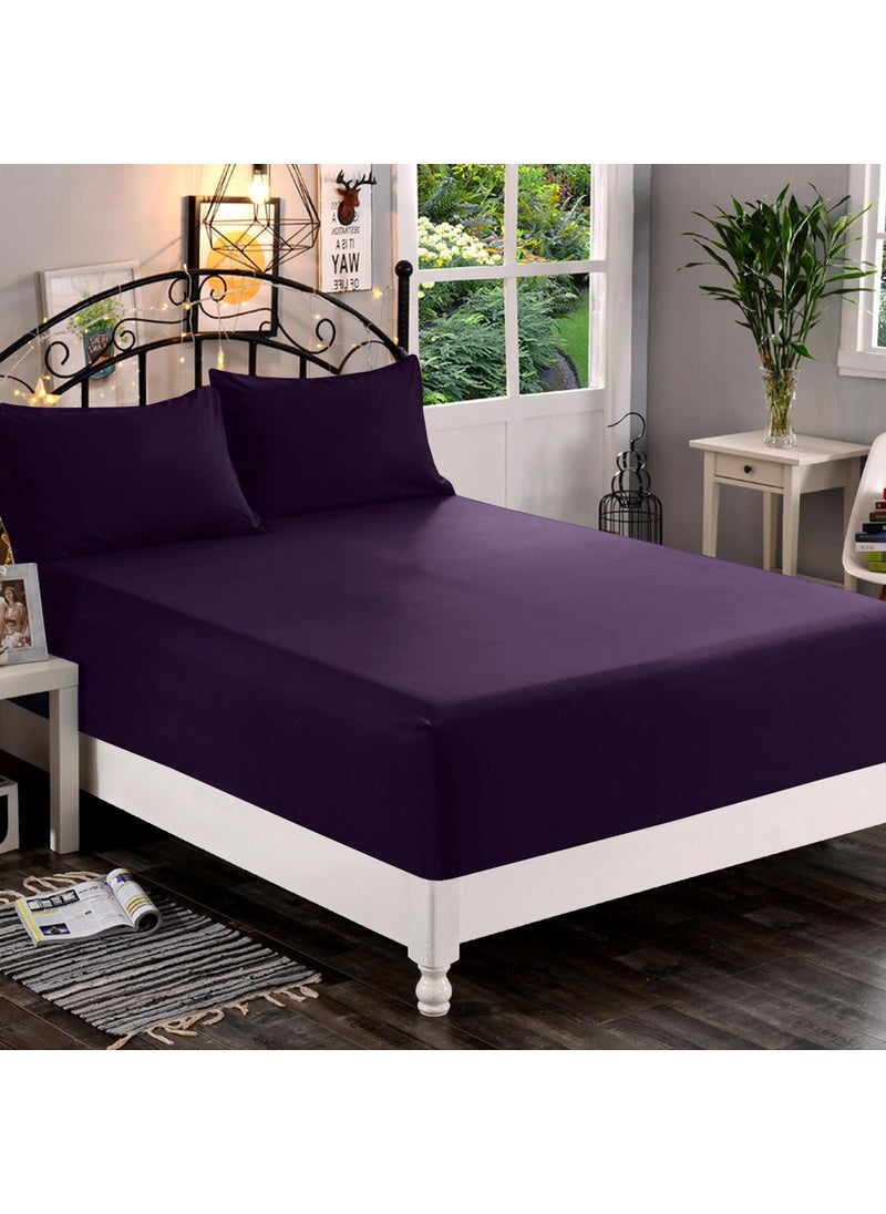 Elegant Comfort Elegant Comfort 1500 Premium Quality Fitted Sheet Ultra Soft 18-24 Inch Extra Deep Pocket - Single Fitted Sheet for High Mattress - Wrinkle Free with Smart Storage Pockets  Queen  Eggplant-Purple  - Image 2