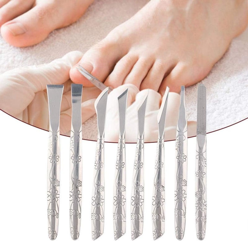 8 stainless steel manicure set (inlaid armor repair knife, foot grinder, dead skin callus remover) - Image 5