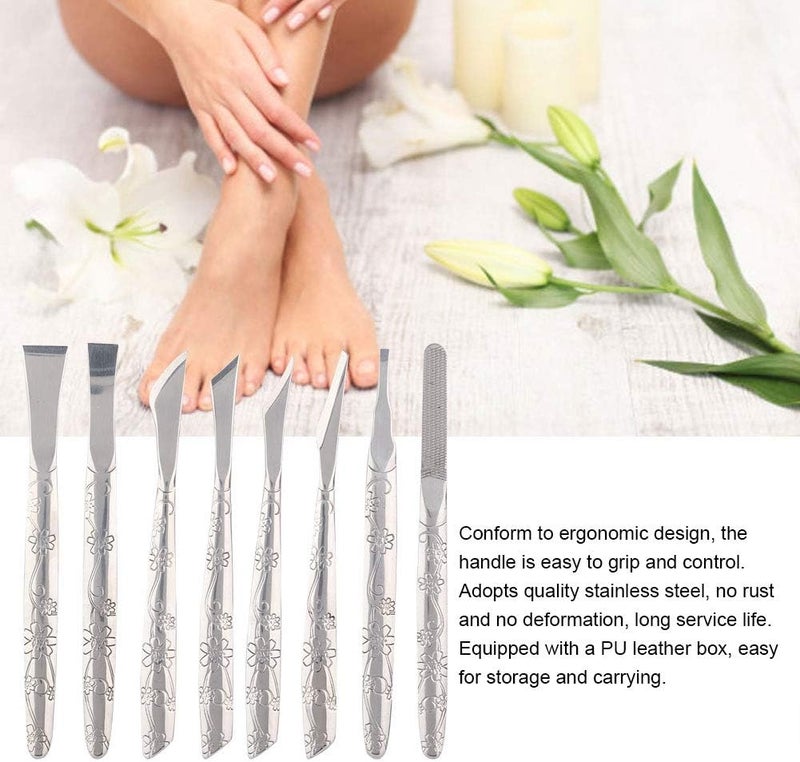 8 stainless steel manicure set (inlaid armor repair knife, foot grinder, dead skin callus remover) - Image 2