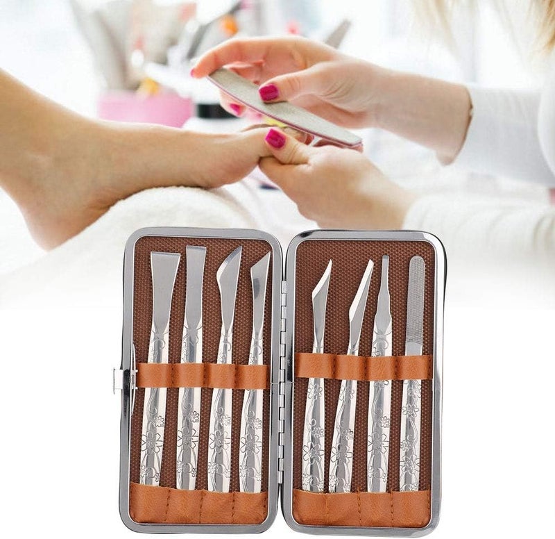 8 stainless steel manicure set (inlaid armor repair knife, foot grinder, dead skin callus remover) - Image 4