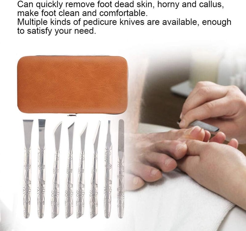 8 stainless steel manicure set (inlaid armor repair knife, foot grinder, dead skin callus remover) - Image 1