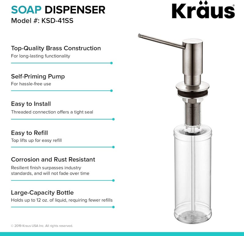 Kraus Kitchen Soap and Lotion Dispenser in Stainless Steel, KSD-41SS - Image 3