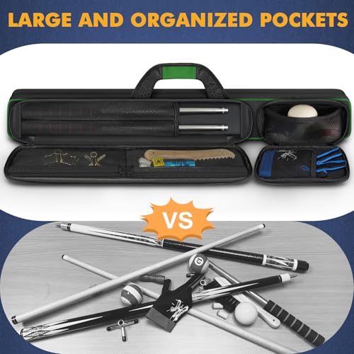 PEKREWS Pool Cue Case, Pool Stick Case 2x2 Holds 2 Sticks with 2 Accessory Zipper Pockets, Sturdy Polyester Pool Cue Carry Bag with Shoulder Strap Handle, Soft Billiard Cue Sling Bag for Men and Women - Image 5