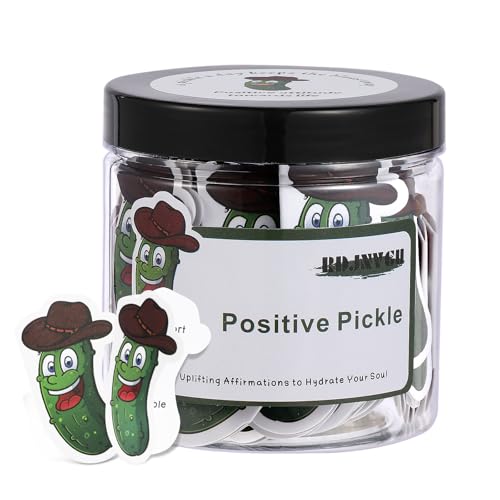 RDJNVGU 60 Positive Pickle Cards Jar, Non-repetitive Emotional Support Pickle, Graduation Gift for Teens, Mothers Day Gifts for Mom, Positive Affirmation Cards for Women, Birthday Gifts for Women Men Teens - Image 1