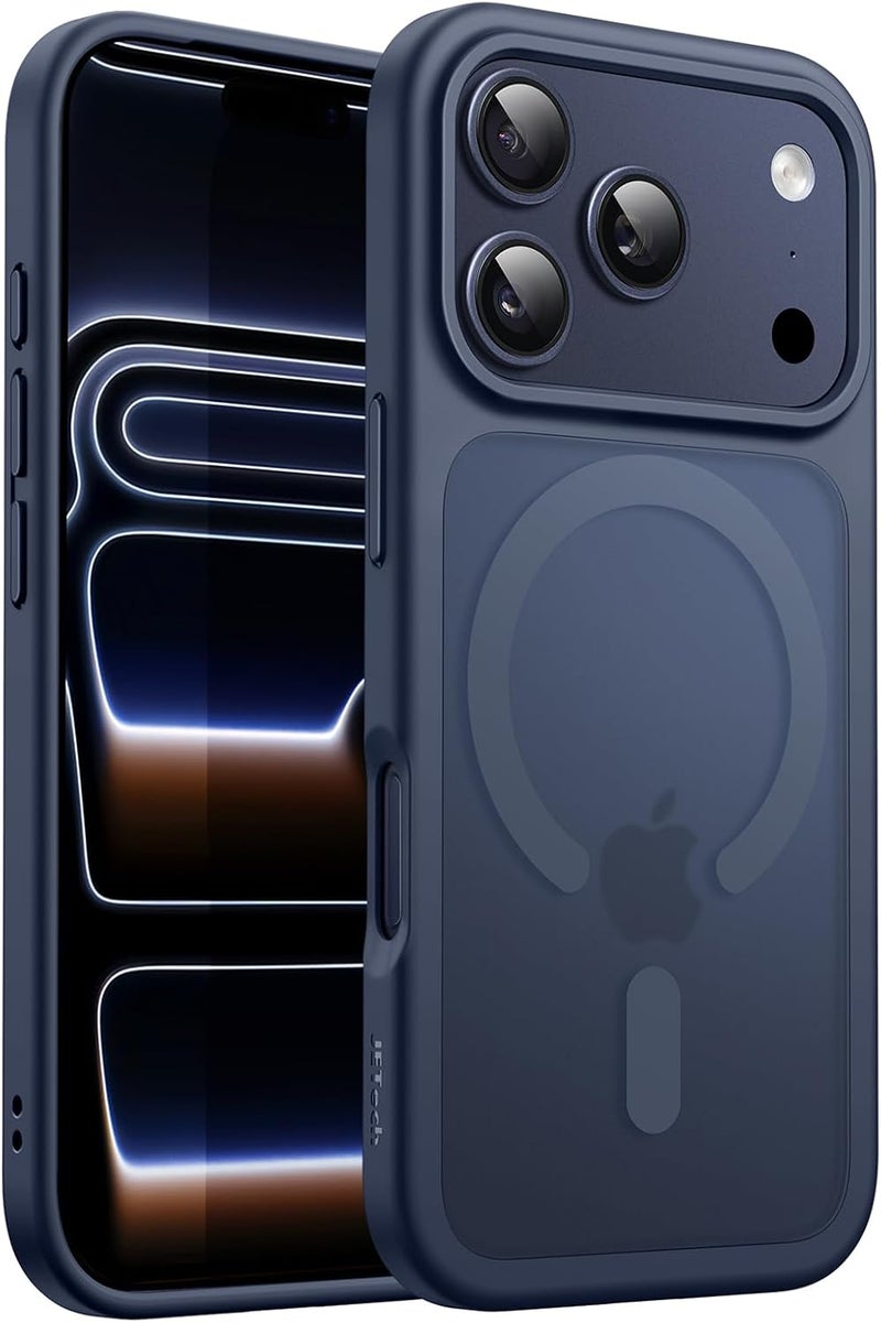 جي تيك حافظة المغناطيسية لهاتف iPhone 17 Pro مقاس 6.3 بوصة متوافقة مع MagSafe، ظهر شفاف غير لامع، نحيفة وبسيطة ومقاومة للصدمات (أزرق داكن) - Image 1
