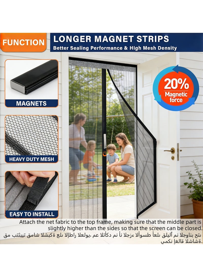 KYDTSYK Magnetic Screen Door - Auto-Sealing Heavy Duty Double Stitched Mesh, Heavy Duty, Hands Free Mesh Partition Keeps Bugs Out - Pet and Kid Friendly - Keep Open Feature 100x200cm - Image 3
