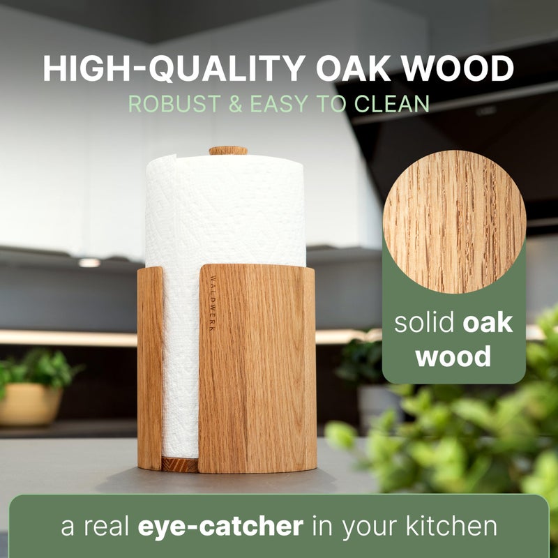 WALDWERK Design Paper Towel Holder Out of Oak Wood - Kitchen Towel Holder for All Standard Kitchen Rolls - Wooden Paper Towel Holder for Countertop - Papertowel Holder for Kitchen - Image 3