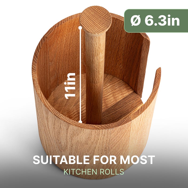WALDWERK Design Paper Towel Holder Out of Oak Wood - Kitchen Towel Holder for All Standard Kitchen Rolls - Wooden Paper Towel Holder for Countertop - Papertowel Holder for Kitchen - Image 5