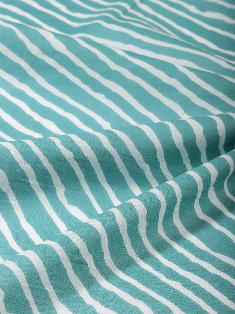 أيه كيه إس Sea Green Striped Fabric One Meter