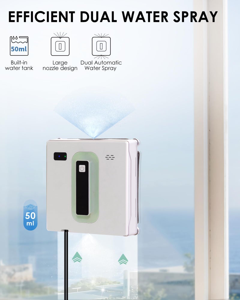 Yoolax Window Cleaning Robot, Automatic Window Cleaner Robot with Dual Water Spray, 3000Pa Suction Power, Robotic Window Cleaner with App & Remote Control, White - Image 2