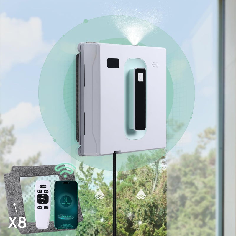 Yoolax Window Cleaning Robot, Automatic Window Cleaner Robot with Dual Water Spray, 3000Pa Suction Power, Robotic Window Cleaner with App & Remote Control, White - Image 1
