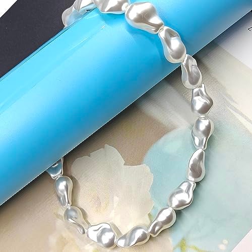 Aktully Pearl Necklaces for Women Chunky Pearl Choker Necklaces Baroque Pearl Necklace Dainty White Pearl Beaded Necklace Vintage Pearl Charm Choker Necklace Birthday Wedding Jewelry for Women - Image 5
