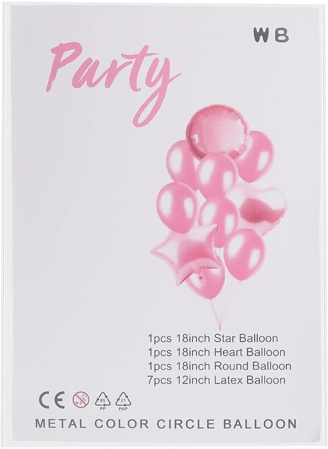 Party - Party Balloon Foil and Latex Balloons - Set of 10 - Pink - Image 1