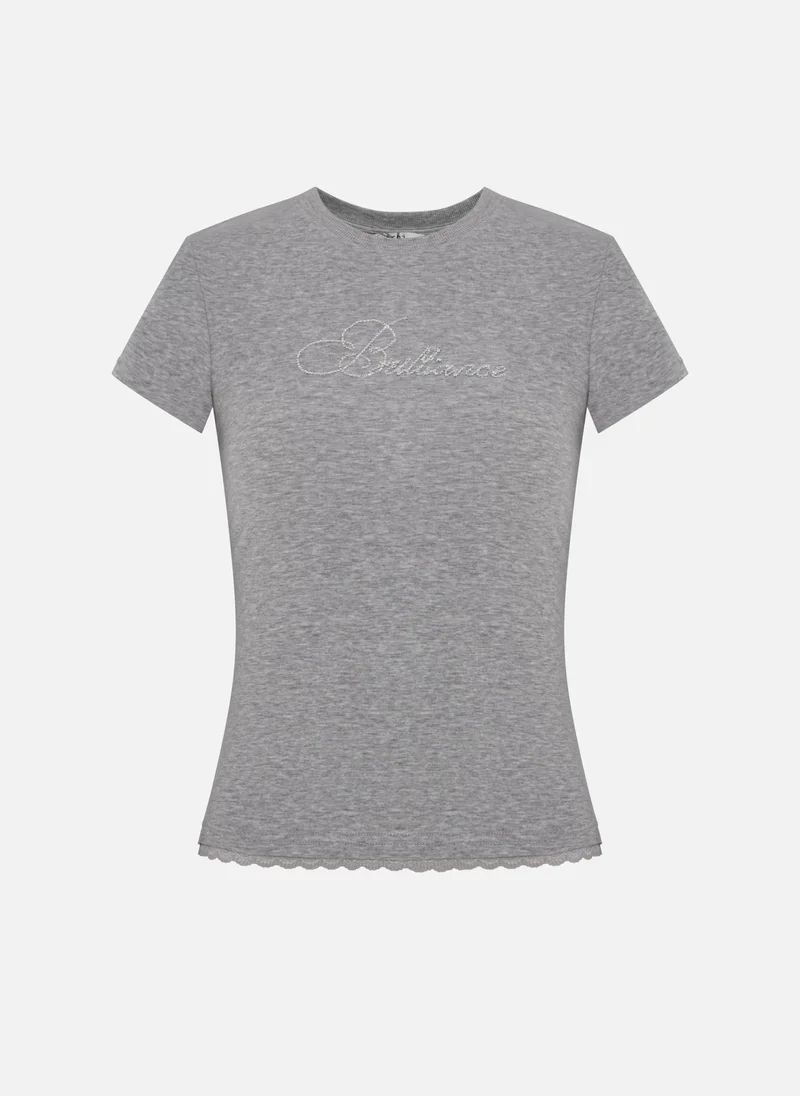 Lichi Fitted T-shirt with rhinestone decoration