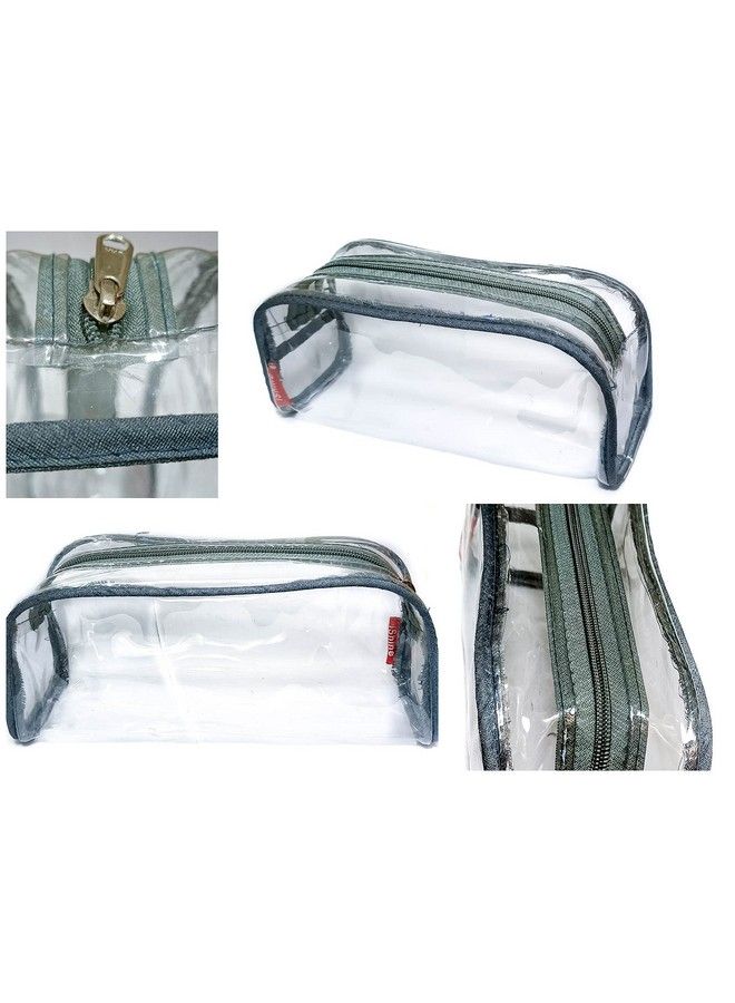 ishine Multipurpose Travel Morning Zipper Pouch For Men And Women(Transparent Clear) Medium (Pack Of 2 Silver) - Image 2