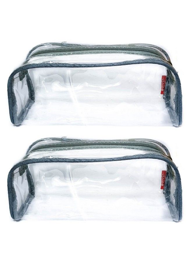 ishine Multipurpose Travel Morning Zipper Pouch For Men And Women(Transparent Clear) Medium (Pack Of 2 Silver) - Image 1