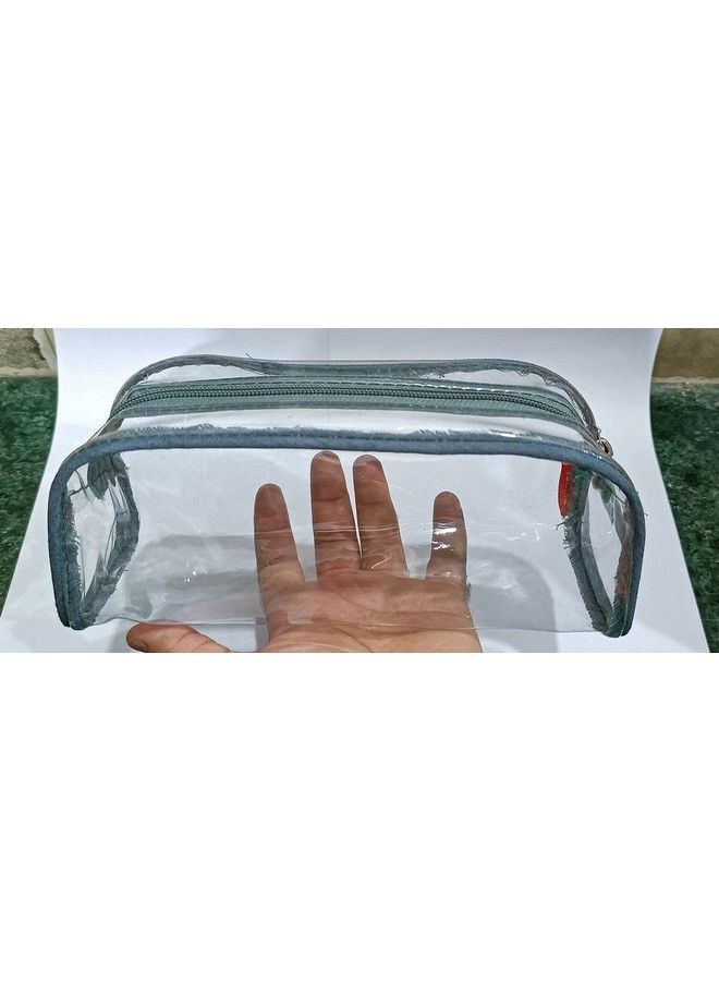 ishine Multipurpose Travel Morning Zipper Pouch For Men And Women(Transparent Clear) Medium (Pack Of 2 Silver) - Image 3