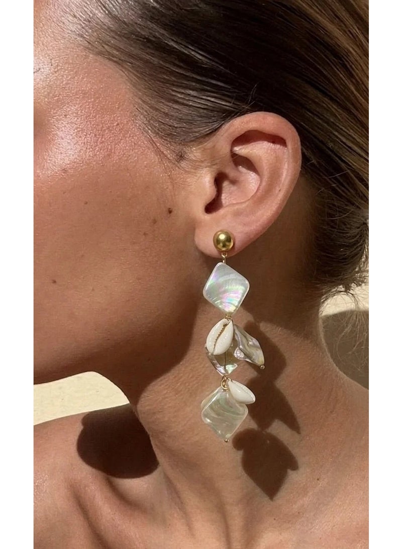 Urban Jewel Pearl Dangle Earrings (Stainless Steel) - Image 2