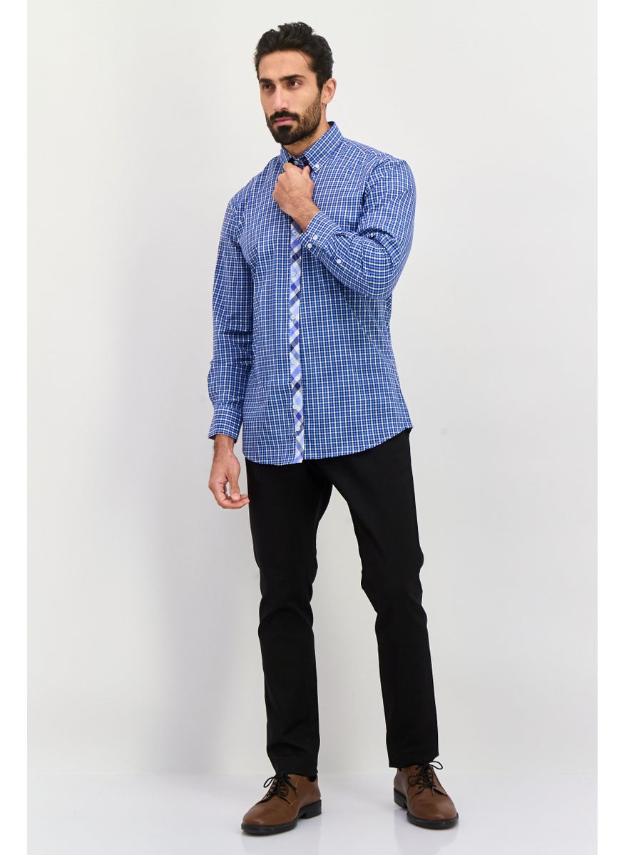 Tailorbyrd Men Regular Fit Checked Long Sleeves Casual Shirt, Blue Combo  - Image 4
