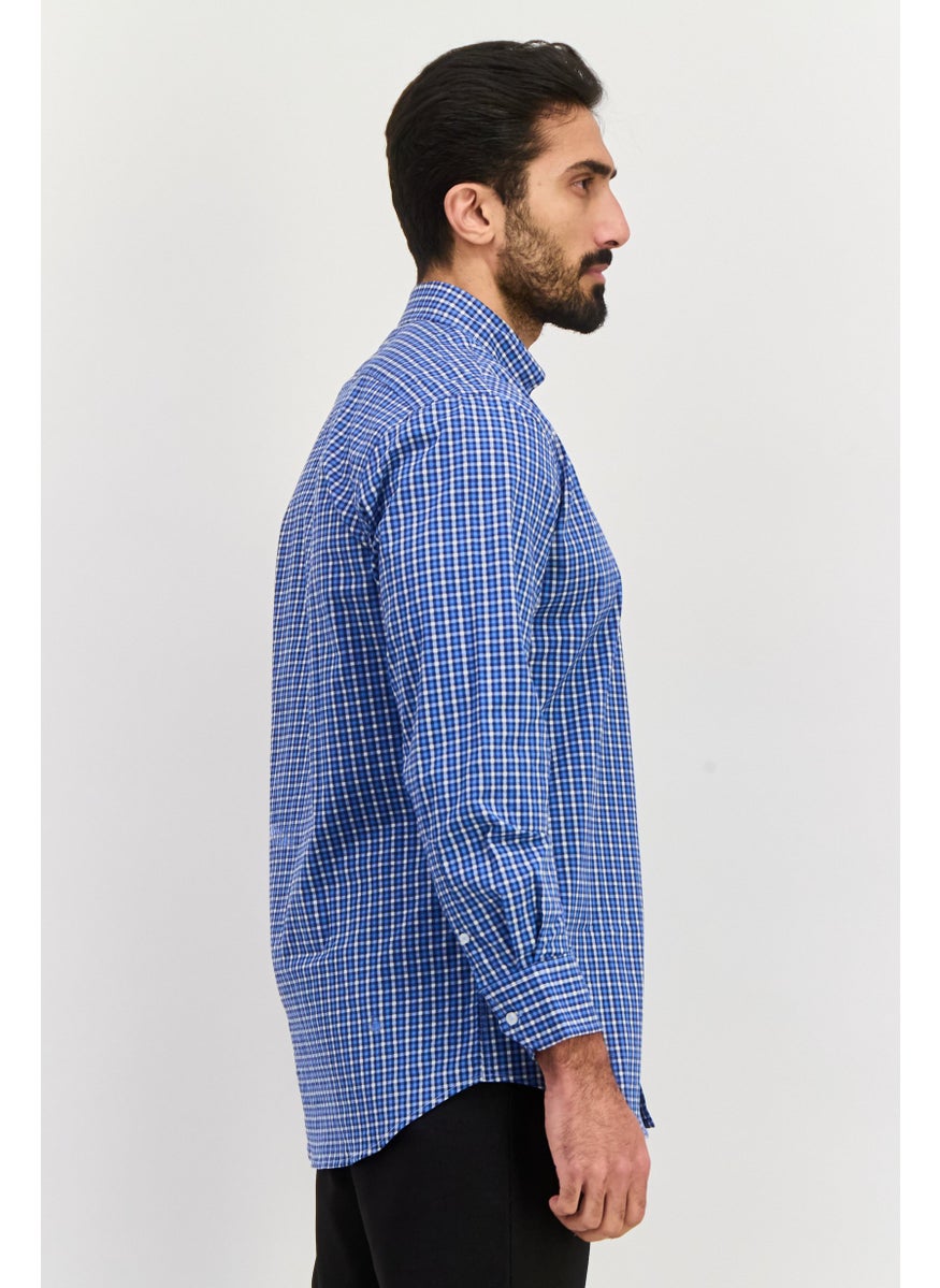 Tailorbyrd Men Regular Fit Checked Long Sleeves Casual Shirt, Blue Combo  - Image 3