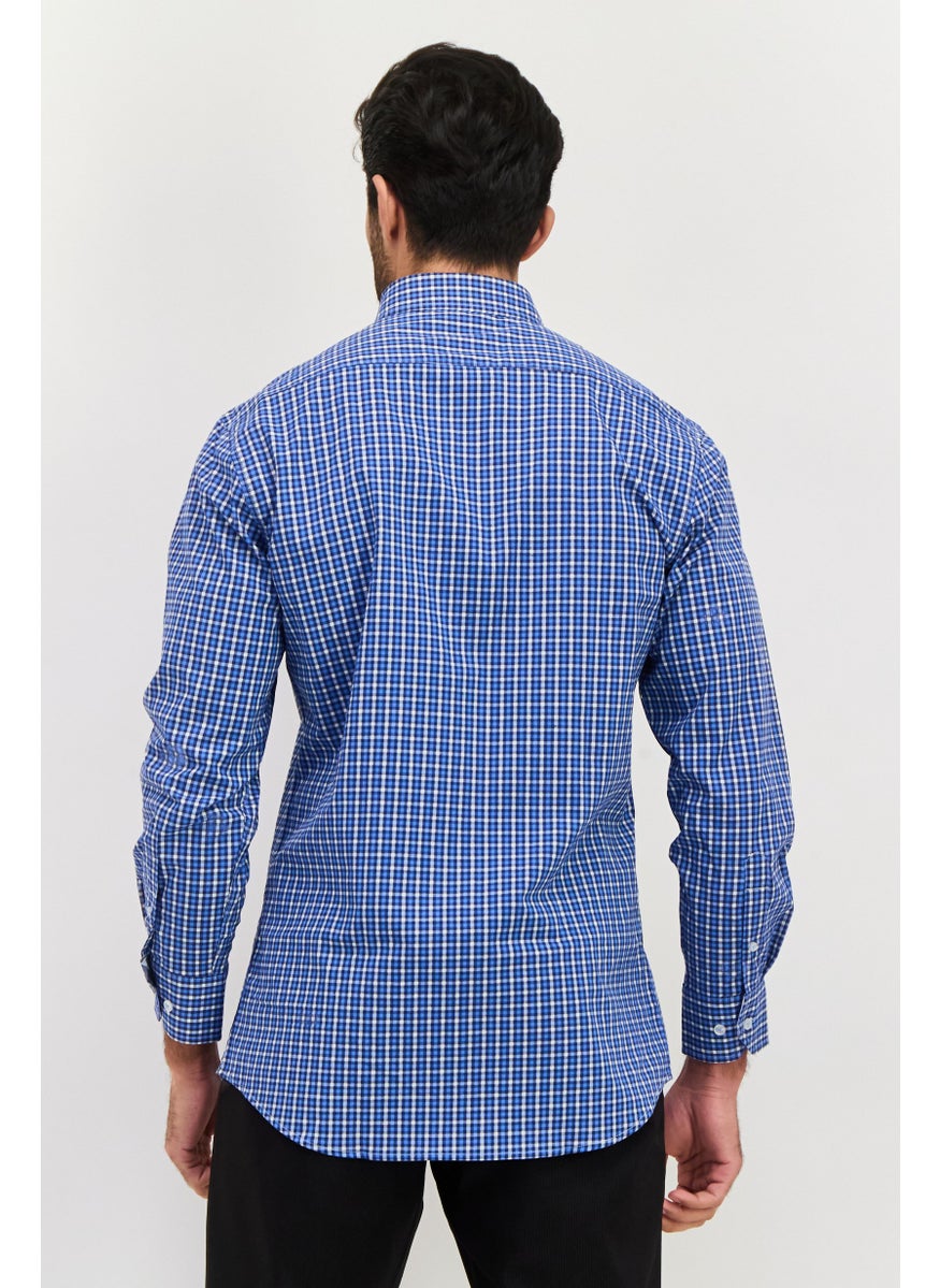 Tailorbyrd Men Regular Fit Checked Long Sleeves Casual Shirt, Blue Combo  - Image 2