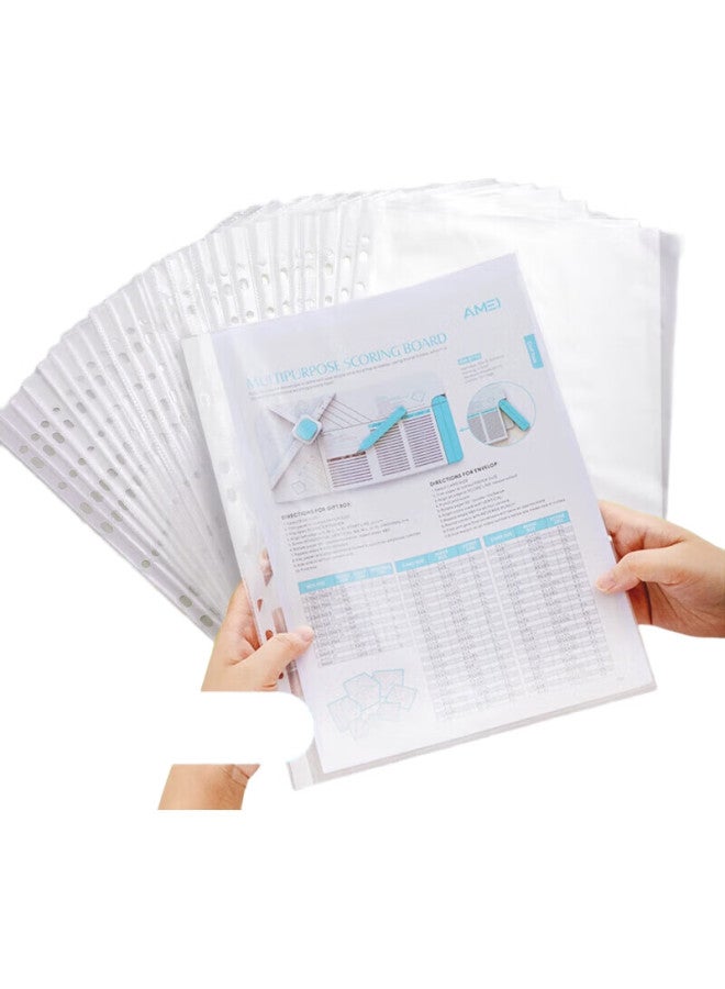 M.G Chenguang (M&G) Stationery A4/11-Hole Transparent Document Folder File Folder Loose-Leaf Refill File Sleeve Office Document Protector (Compatible With Quick-Clip) 100 Pages/Pocket Adm94514-Dz - Image 2