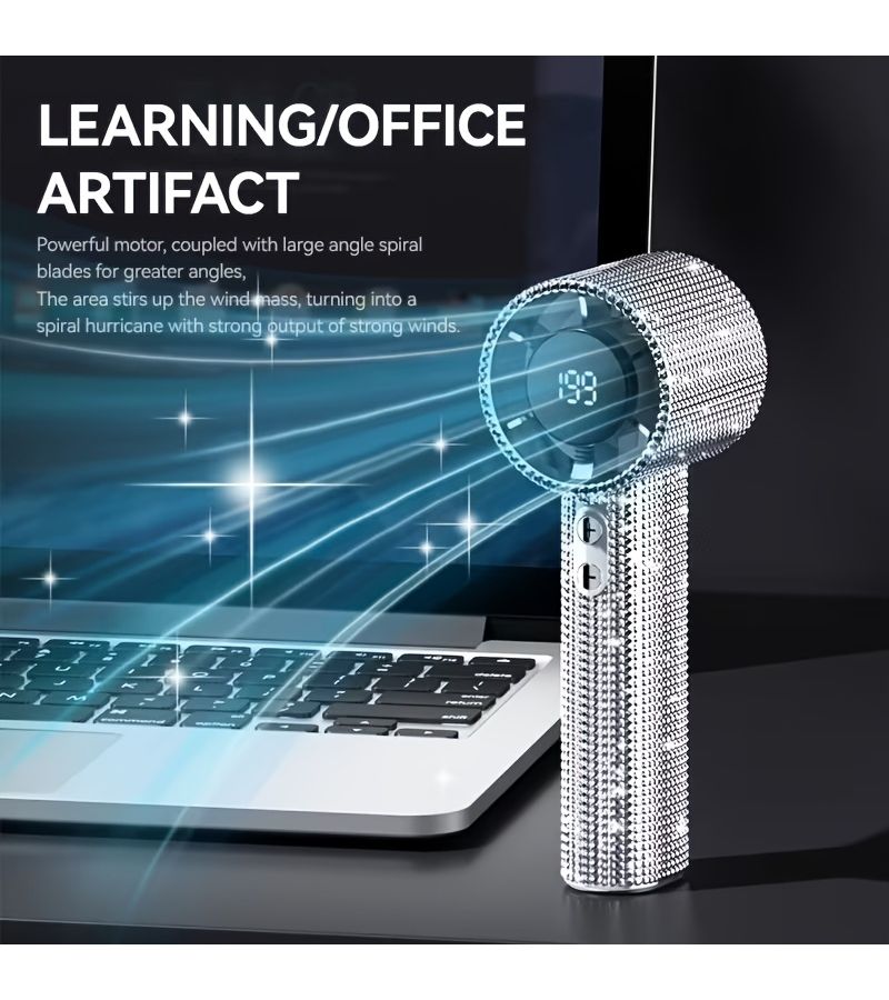 مروحة صغيرة قابلة للشحن عبر USB بسرعة 199 ولون زاهٍ مع عمر بطارية طويل - Image 2